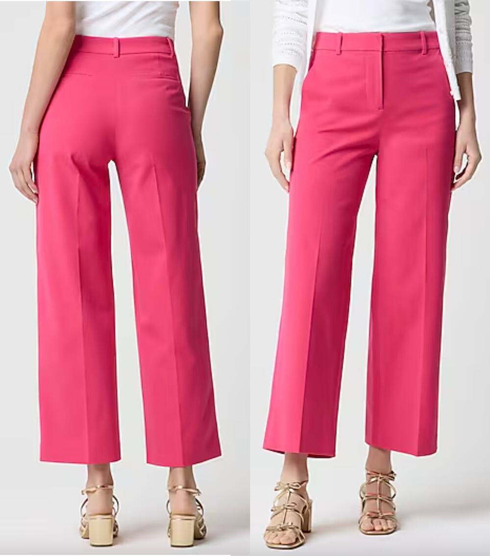 J.Crew Factory | NWT Remy wide-leg cropped pant in snapdragon pink | Sz T8